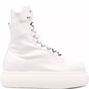 The Attico Women's White Selene Platform Leather Combat Boots SZ 37.5 NWT $1248